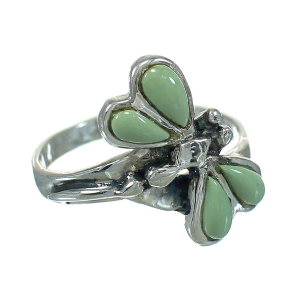 Turquoise Inlay Southwestern Silver Dragonfly Ring Size 5-3/4 AX79465